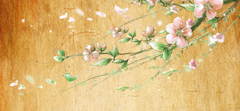 复古背景psd设计背景_新图网 https://ixintu.com 中国风 大气 女装海报 插画 海报banner 淘宝天猫节日促销 牛皮纸 花 高贵 黄色