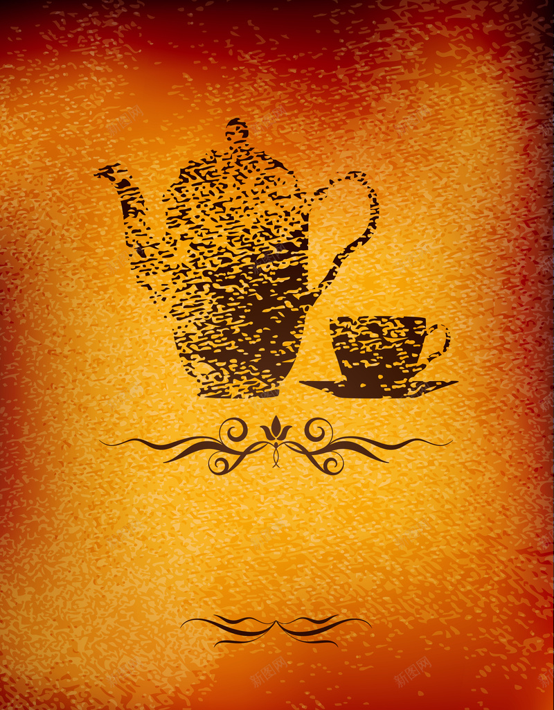 下午茶矢量图ai设计背景_新图网 https://ixintu.com 下午 卡通 手绘 果蔬 橙色 矢量复古 童趣 花纹 茶 食品 矢量图