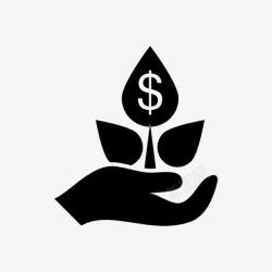 单手托起单手托起的美元树苗图标高清图片