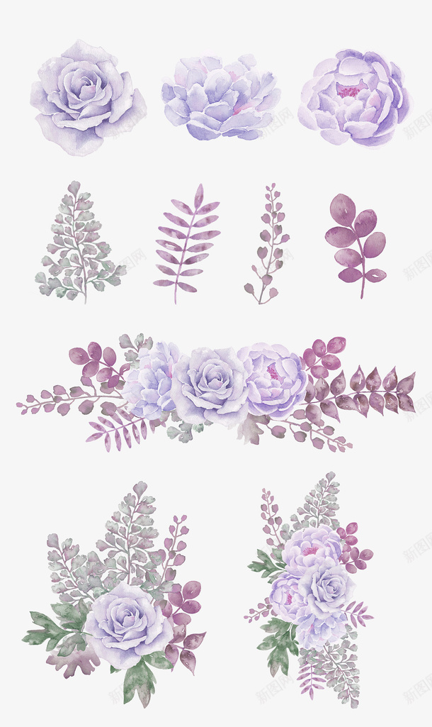 淡紫色清新花朵装饰图案png免抠素材_新图网 https://ixintu.com 免抠PNG 淡紫色 清新 花朵 装饰图案