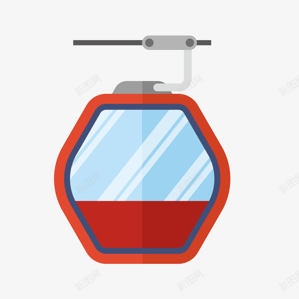 红色观光缆车矢量图ai免抠素材_新图网 https://ixintu.com 交通工具 电缆车 红色 观光缆车 矢量图