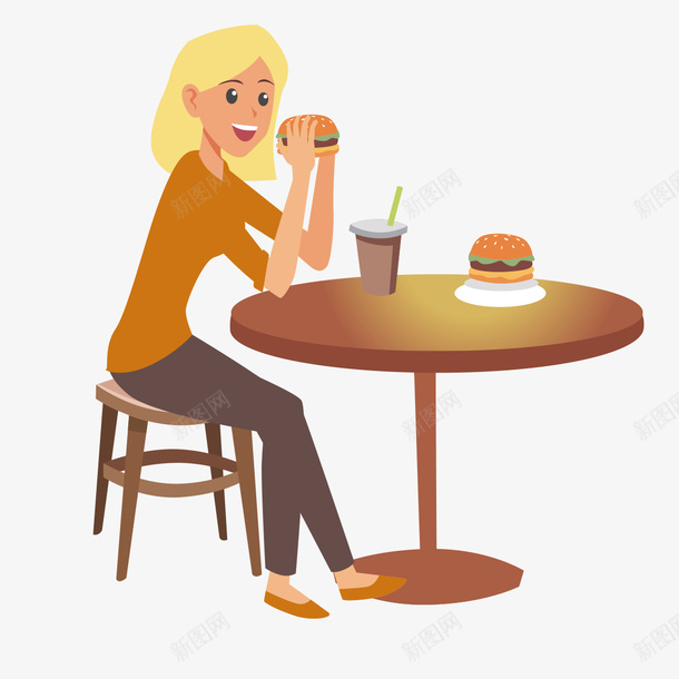 一个人单独吃汉堡png免抠素材_新图网 https://ixintu.com 一个人 单独 吃汉堡 素材