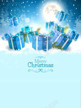 圣诞天猫促销送礼蓝色背景矢量图背景