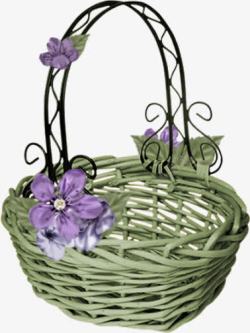 紫色小花花篮装饰素材