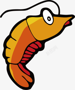 基围虾卡通图黄色可爱的卡通小虾高清图片