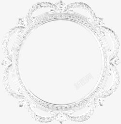白色花纹圆形镜框素材