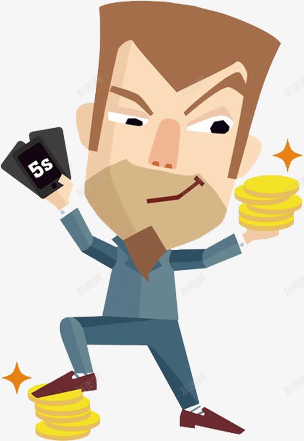 卡通png免抠素材_新图网 https://ixintu.com 人物 卡通 可爱 手机 金钱