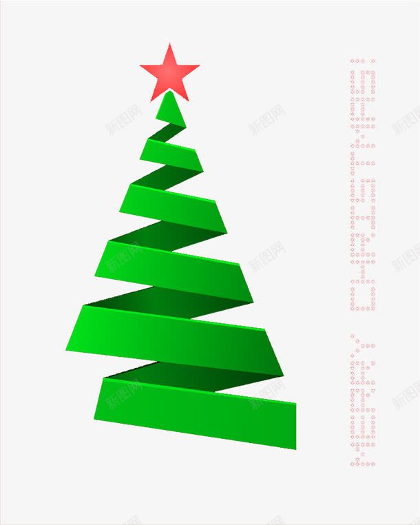 绿色丝带圣诞树png免抠素材_新图网 https://ixintu.com 丝带 圣诞树 星星 绿色
