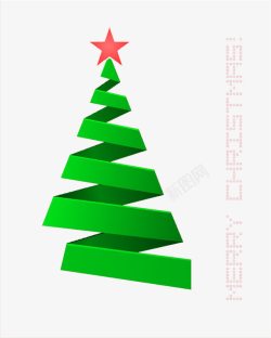 绿色丝带圣诞树素材
