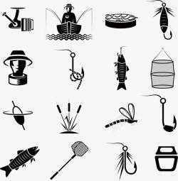 钓鱼logo设计经典钓鱼主题元素图标高清图片