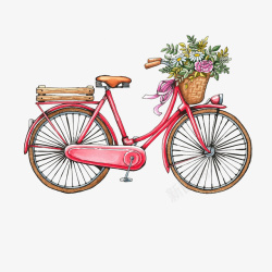 浪漫手绘自行车素材