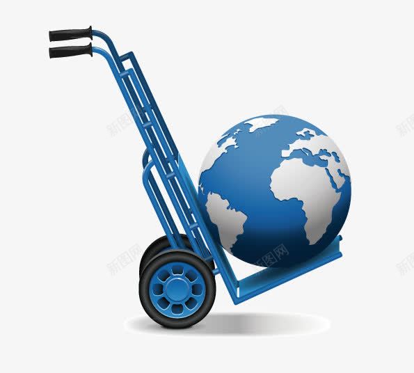 全球直达png免抠素材_新图网 https://ixintu.com 地球 蓝色 车轮 运输