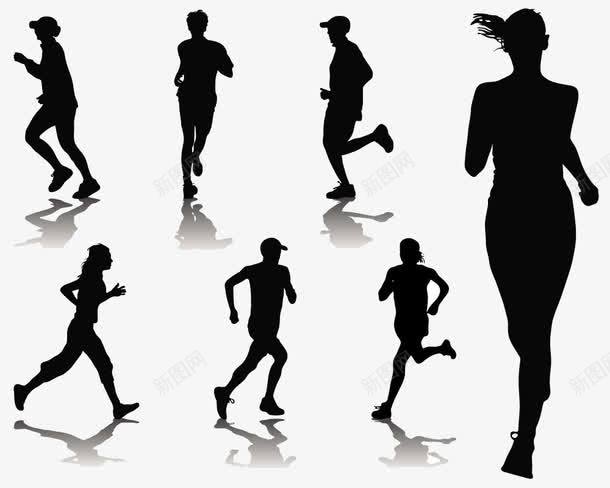 跑步黑色人物剪影png免抠素材_新图网 https://ixintu.com 健身 小黑人跑步 跑步 跑步影子 锻炼