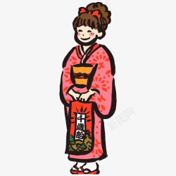 穿着和服的日本女孩穿着和服站着的女子高清图片
