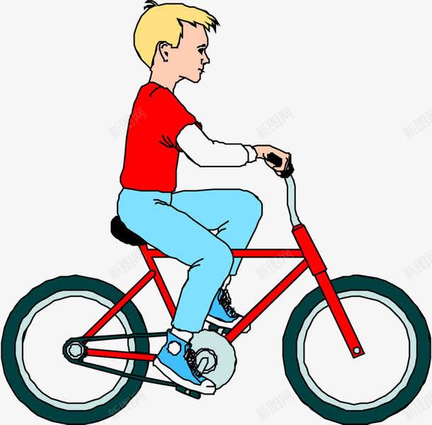 骑自行车的男孩png免抠素材_新图网 https://ixintu.com 卡通 男孩 红色 自行车
