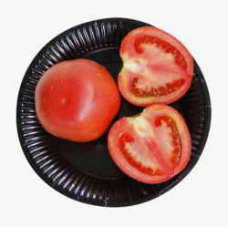 生吃一盘鲜美西红柿高清图片