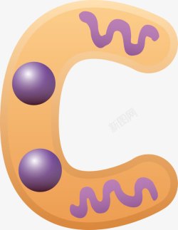 清新饼干字母C黄色卡通字母高清图片