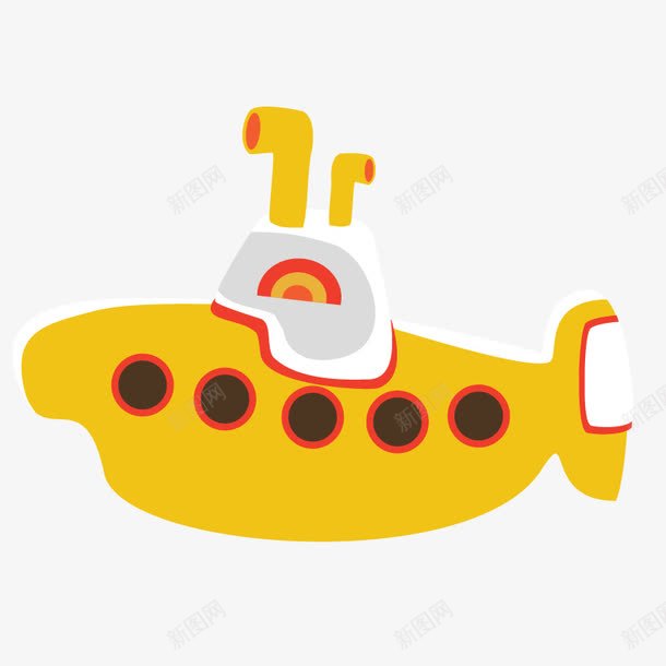黄色潜水艇png免抠素材_新图网 https://ixintu.com 卡通元素 潜水工具 潜水艇 简笔画 黄色