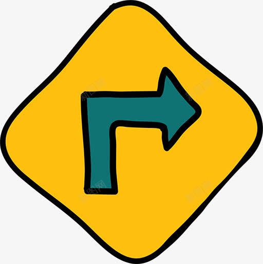 交通指示牌图标png_新图网 https://ixintu.com 交通指示牌 卡通 右转 手绘