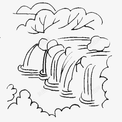 卡通瀑布png免抠素材_新图网 https://ixintu.com 儿童画 卡通瀑布 树 瀑布 简笔画