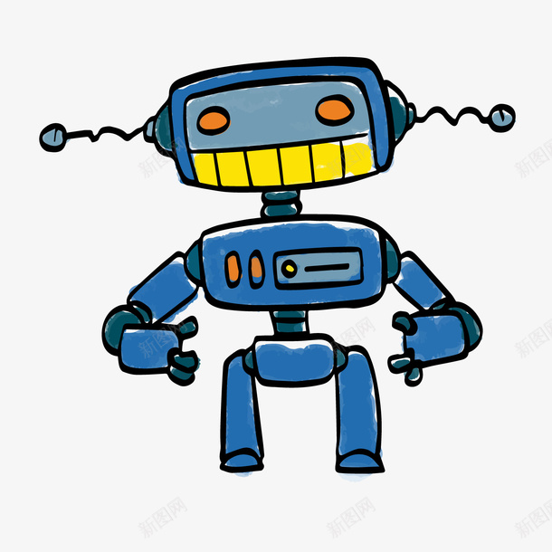 可爱蓝色机器人png免抠素材_新图网 https://ixintu.com 创意 卡通机器人 可爱机器人 背景装饰 蓝色机器人