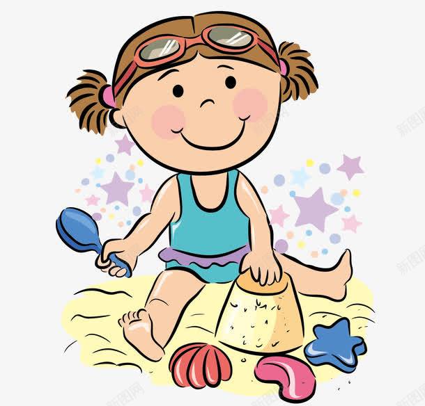 玩沙子的小女孩png免抠素材_新图网 https://ixintu.com 小女孩 沙子 海边 玩耍