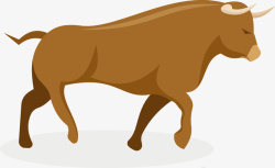 勐牛一头褐色凶猛的牛矢量图高清图片