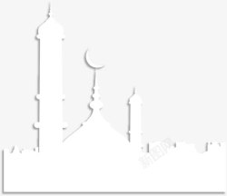 圣月白色简约伊斯兰建筑高清图片