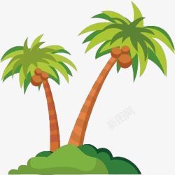卡通荒岛长着椰子树的荒岛高清图片