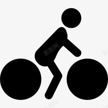 人骑自行车的侧面轮廓图标图标