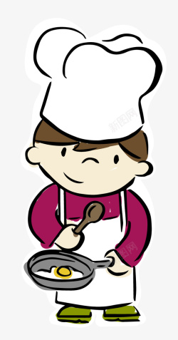厨师磨刀卡通图煎鸡蛋的厨师卡通图高清图片