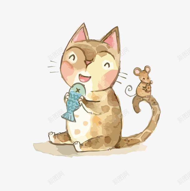 吃鱼的猫矢量图eps免抠素材_新图网 https://ixintu.com PNG图片 PNG图片素材 PNG素材 PNG素材免费下载 卡通 猫 猫吃饭 矢量图 鱼