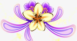 紫色手绘花朵装饰素材