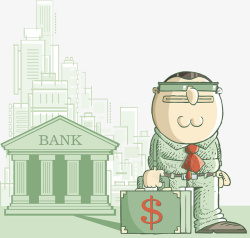 icon交易中卡通插图城市中银行取款的人高清图片