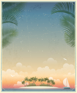 卡通棕树夏季清凉海报背景矢量图高清图片