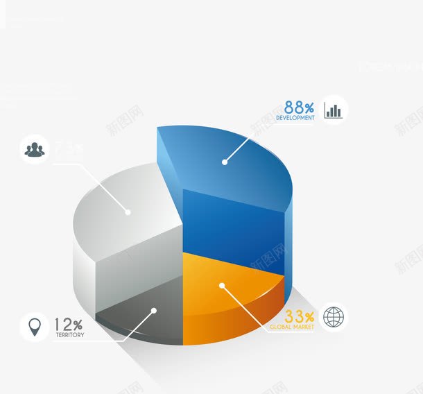 统计图图标png_新图网 https://ixintu.com 商务 统计图 蓝色 饼状图