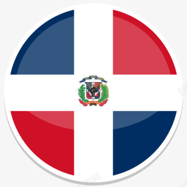 多米尼加共和国平圆世界国旗图标图标