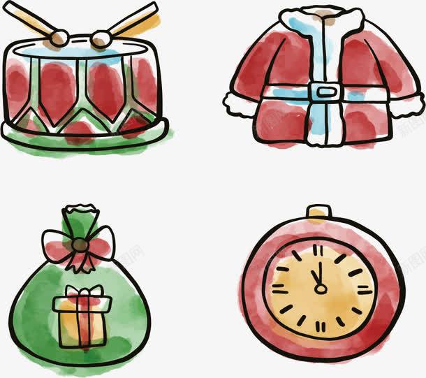 节日小军鼓png免抠素材_新图网 https://ixintu.com 圣诞套装 手绘 水彩 矢量免费图片 礼物袋子