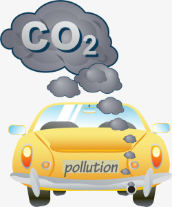 卡通手绘二氧化碳汽车装饰图案矢量图素材