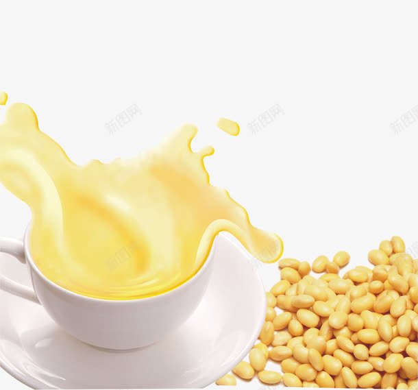 黄豆豆浆png免抠素材_新图网 https://ixintu.com 杯子 盘子 豆浆 黄豆