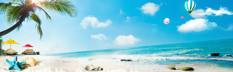 夏日bannerpsd设计背景_新图网 https://ixintu.com summer 夏季背景 夏日banner 新品 沙滩 海报banner 海边 蓝色