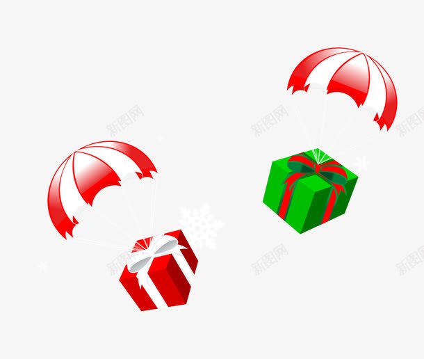 带着礼物的降落伞png免抠素材_新图网 https://ixintu.com 圣诞元素 礼物 礼物盒 礼物袋 降落伞