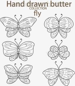 六只蝴蝶手绘蝴蝶轮廓高清图片
