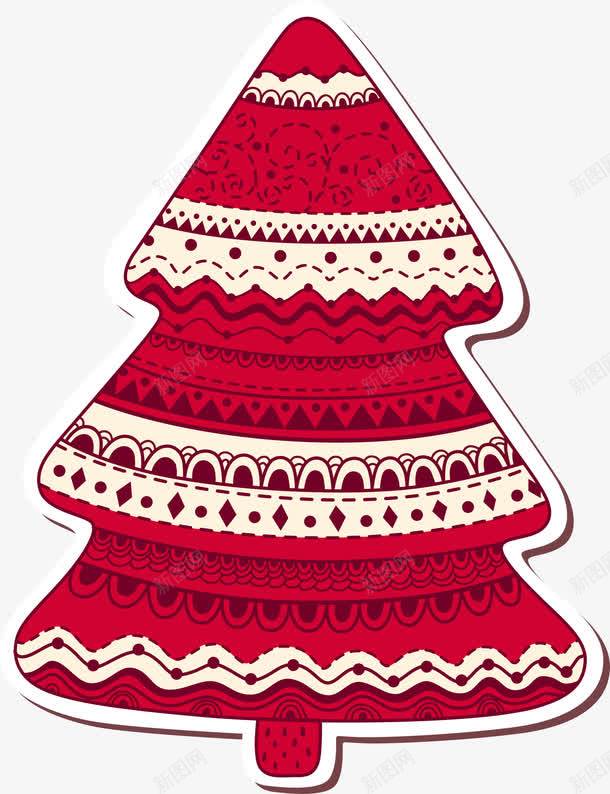 红色复古圣诞树png免抠素材_新图网 https://ixintu.com 圣诞快乐 圣诞节 树木 红色圣诞树 花边树木 装饰图案
