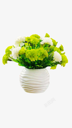 白色花瓶白绿色花束素材