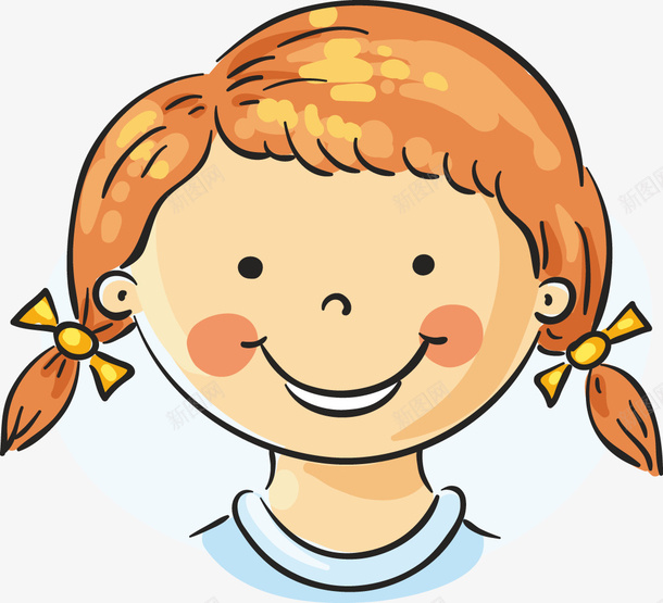 微笑的女孩png免抠素材_新图网 https://ixintu.com 卡通 女孩 微笑 手绘