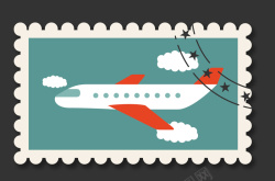 旅行邮票卡通手绘飞机旅游复邮票背景矢量图高清图片