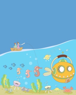 早教世界矢量海洋海底世界儿童插画背景高清图片