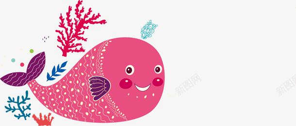 粉色小鱼png免抠素材_新图网 https://ixintu.com 免抠图 卡通有趣 可爱动物 小鱼 矢量图案 粉色底纹