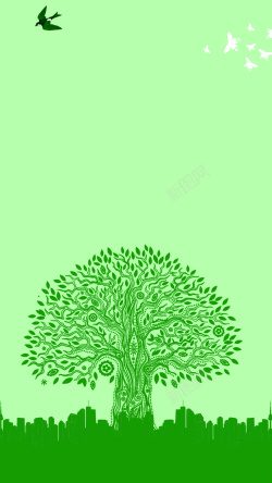 312创意绿色创意树木分支植树节公益H5背景高清图片